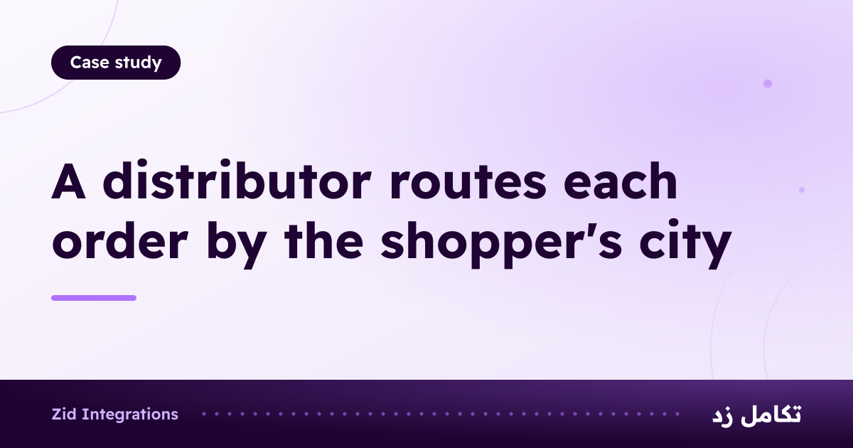 Card titled A distributor routes each order by the shopper's city